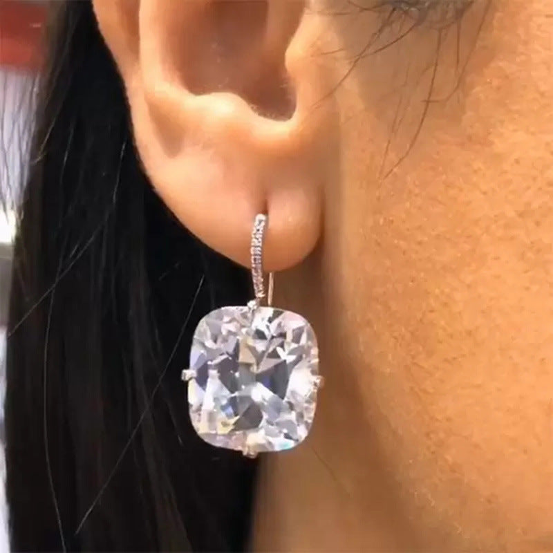 Wholesale Square Zirconia Copper Earrings